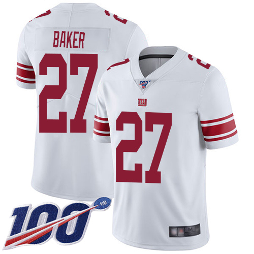 Men New York Giants #27 Deandre Baker White Vapor Untouchable Limited Player 100th Season Football NFL Jersey